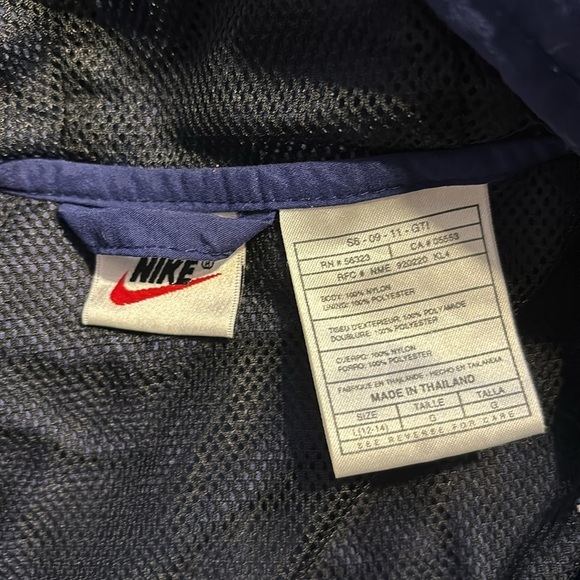 Nike Vintage 90s Anorak Windbreaker Light Jacket w/hood 1/4 zip Navy Blue Size L - Picture 9 of 9